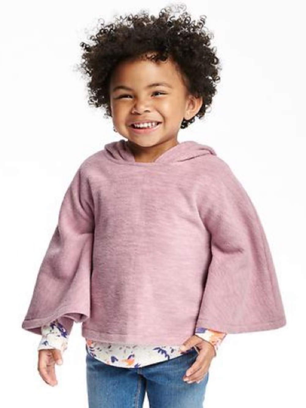 Toddler Girls' Plum Pink Micro Fleece Old Navy Hooded Poncho Cape Jacket 18-24mo